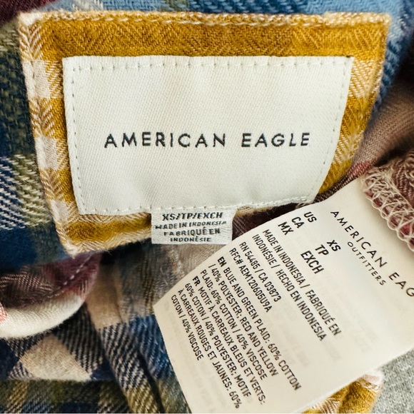 American Eagle Mixed Plaid Button Down Shirt XS - Picture 13 of 13
